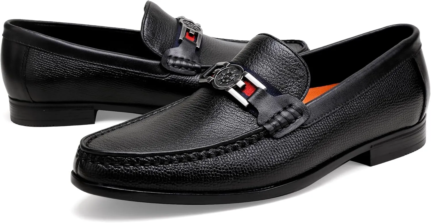 Classic Men's Dress Loafers, Leather Buckle Slip-on Dress Shoes Casual Party Formal Shoes Penny Loafer for Mens