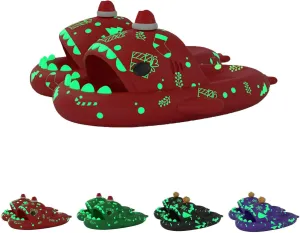 Cloudy Shark Slides, Halloween Christmas Shark Slippers, 3D Cartoon Spooky Shark Slides Glow in the Dark for Men Women