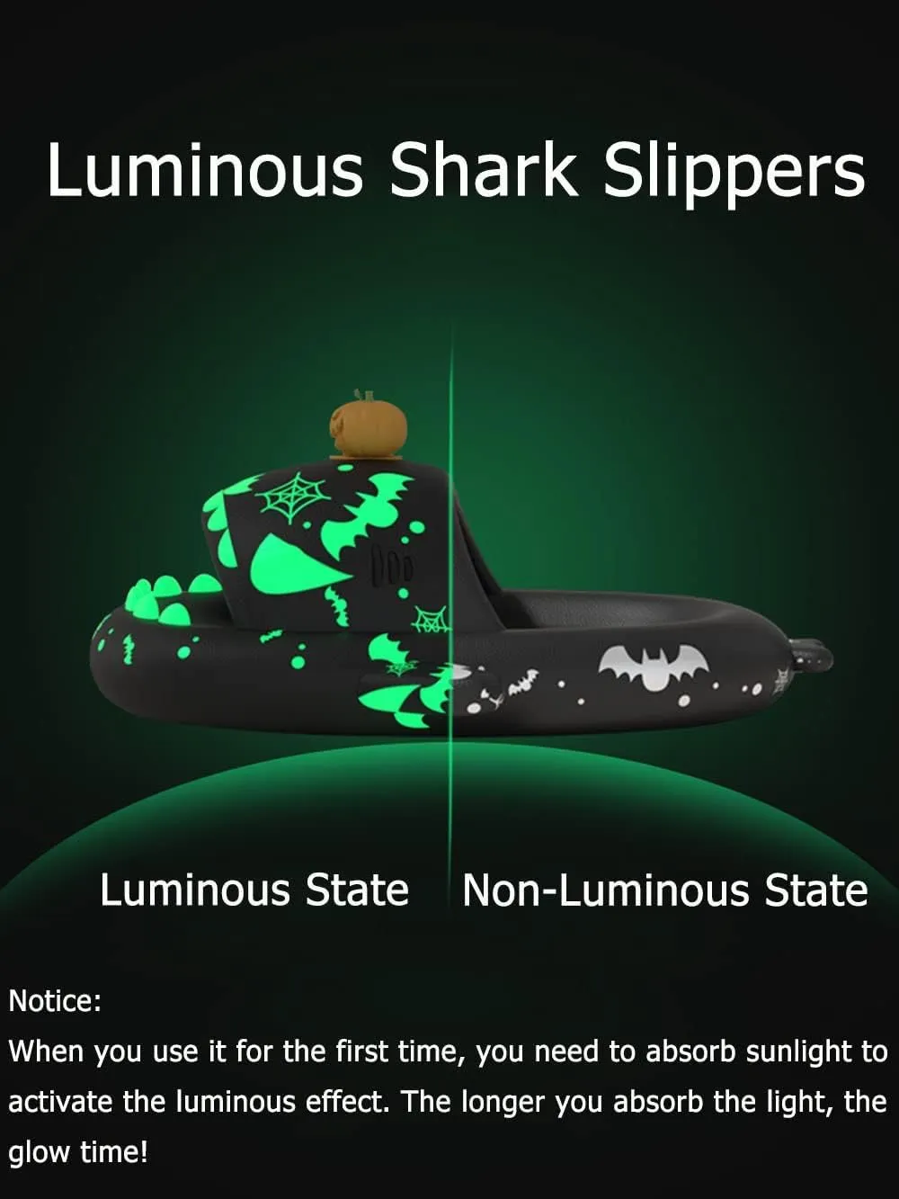 Cloudy Shark Slides, Halloween Christmas Shark Slippers, 3D Cartoon Spooky Shark Slides Glow in the Dark for Men Women