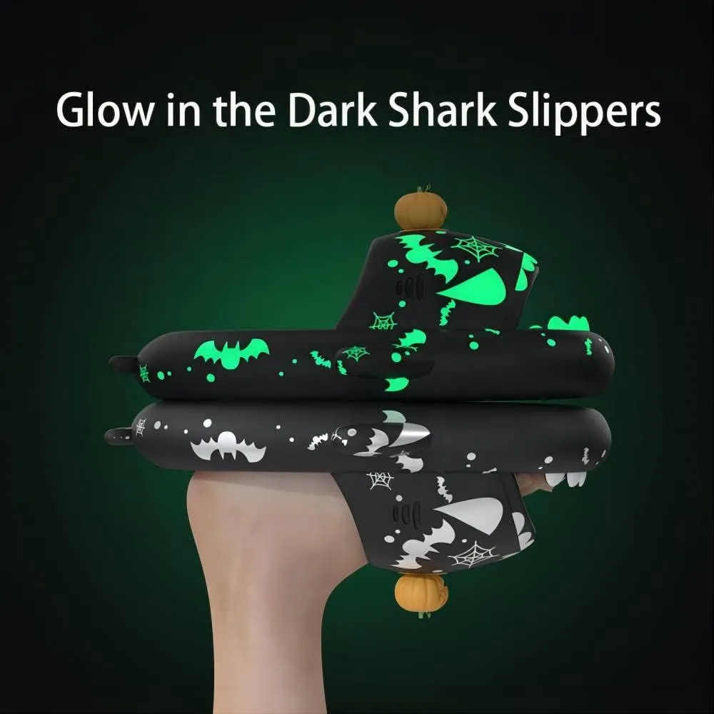 Cloudy Shark Slides, Halloween Christmas Shark Slippers, 3D Cartoon Spooky Shark Slides Glow in the Dark for Men Women