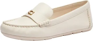 Coach Women's Sculpted C Leather Driver Loafer, Chalk, 6.5