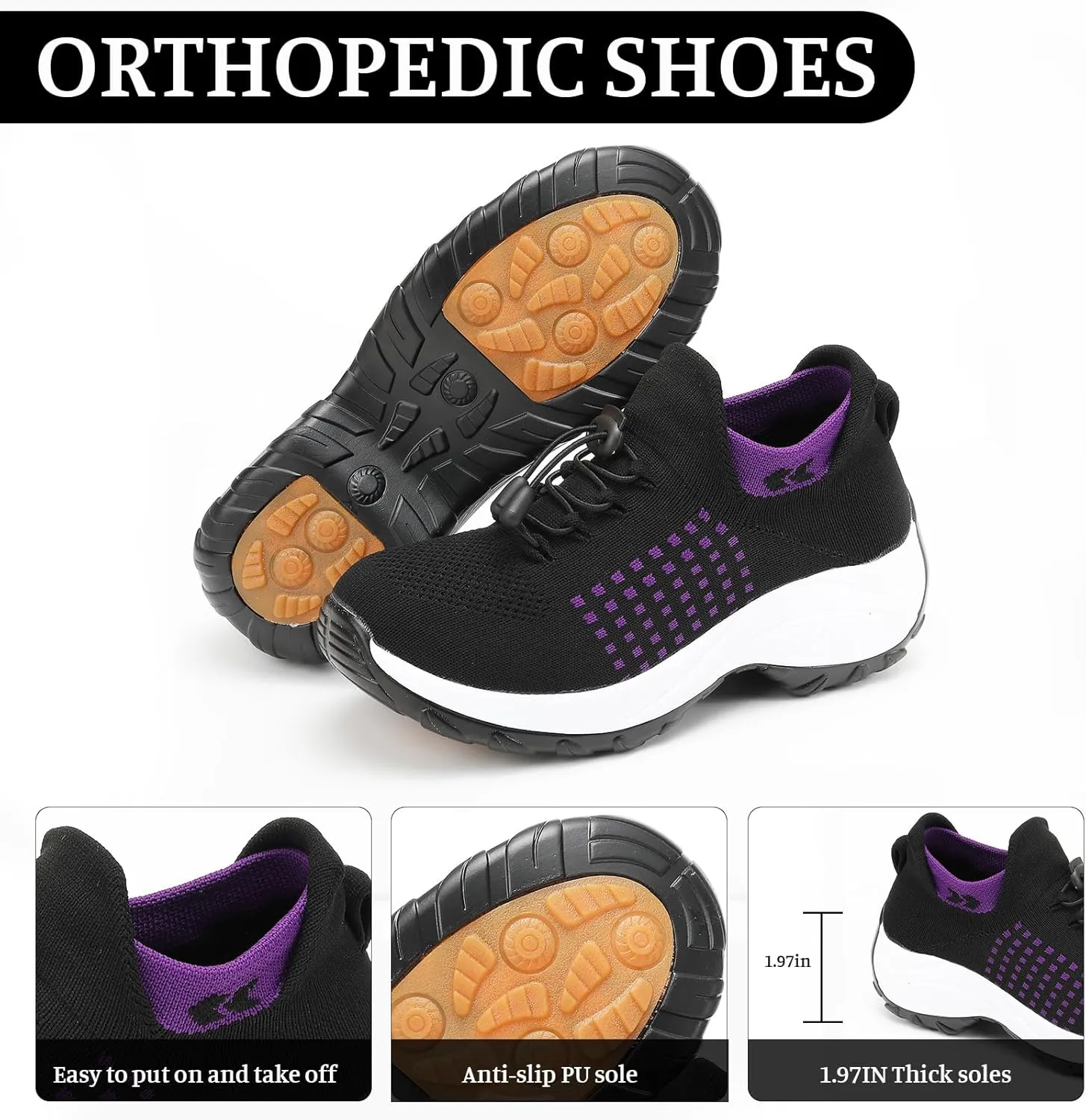 Comfort Orthowear Shoes for Women Men Orthopedic Tennis Shoe Waterproof Comfortable Walking Shoes for Women with Plantar Fasciitis Air Cushion Ortho Breathable Stretch Cushion Orthopedic Sneakers