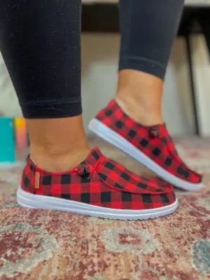 Corkys Red Plaid Kayak Slip on Sneaker