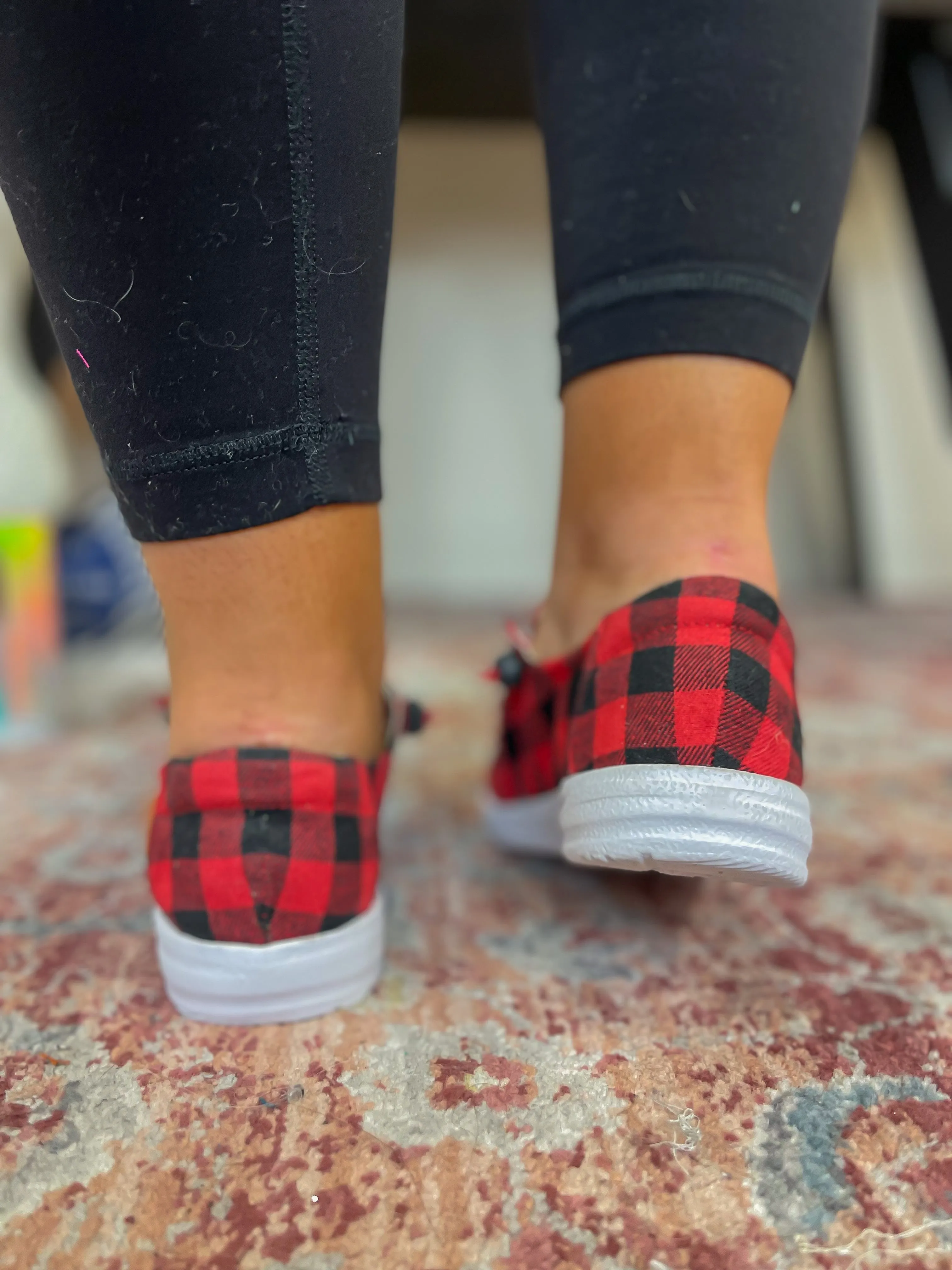 Corkys Red Plaid Kayak Slip on Sneaker