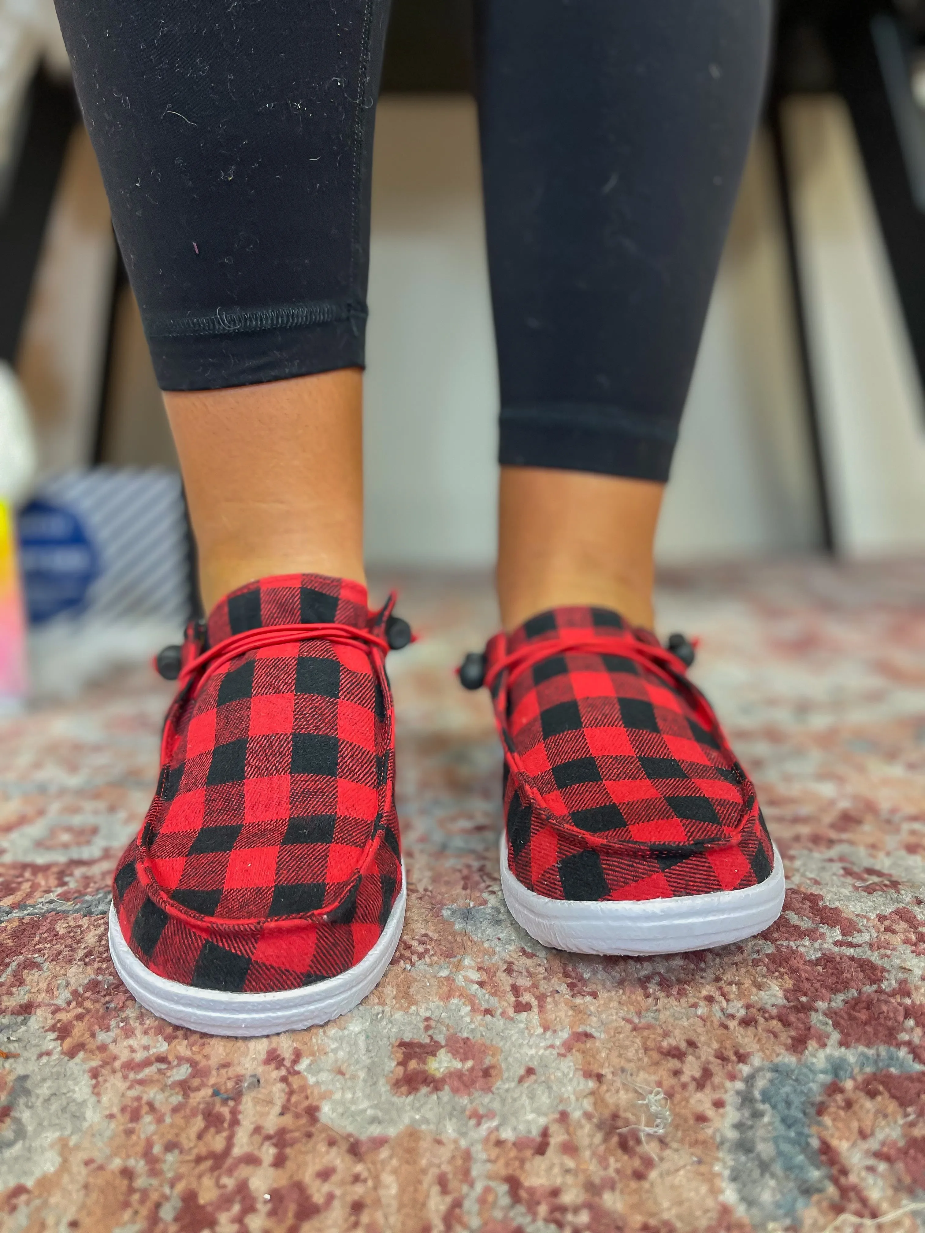 Corkys Red Plaid Kayak Slip on Sneaker