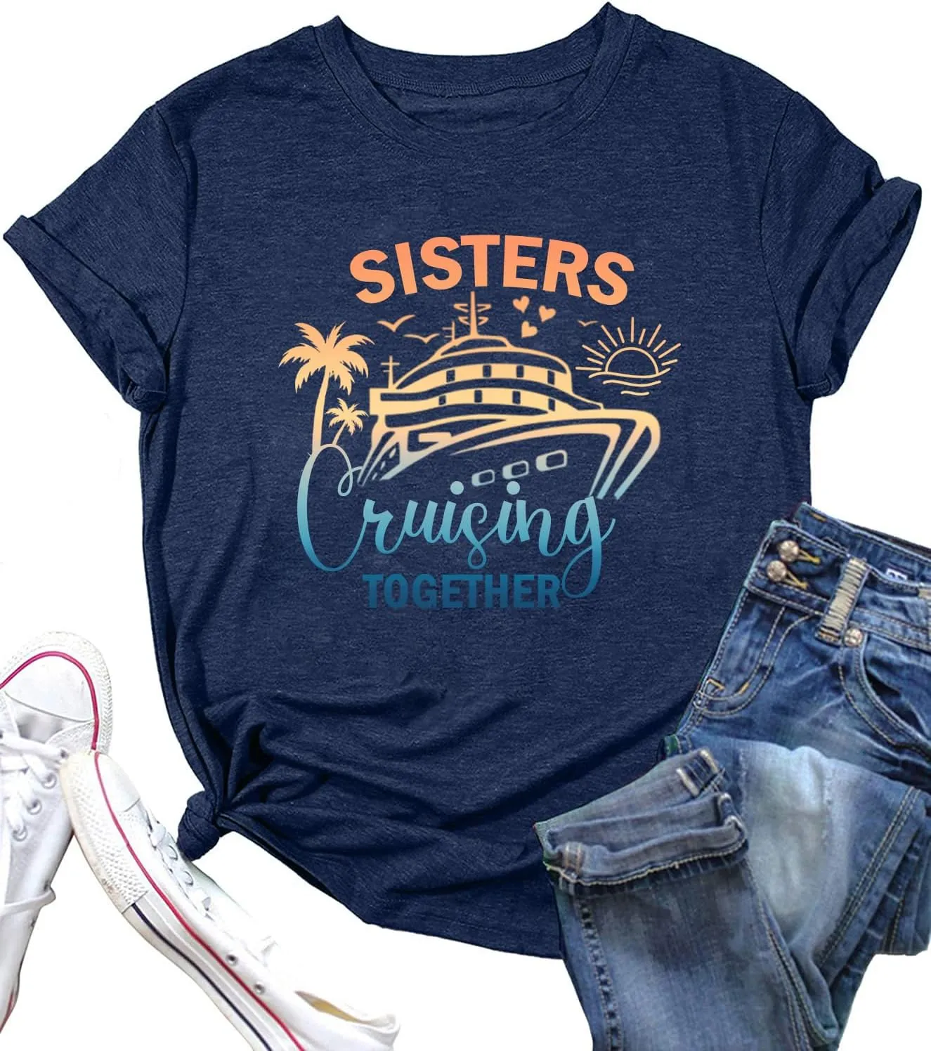 Cruise Shirts for Women On Cruise Time Hawaii Tshirts Beach Coconut Tree Drink Ship Boat Life Graphic Tee