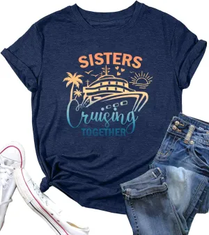 Cruise Shirts for Women On Cruise Time Hawaii Tshirts Beach Coconut Tree Drink Ship Boat Life Graphic Tee