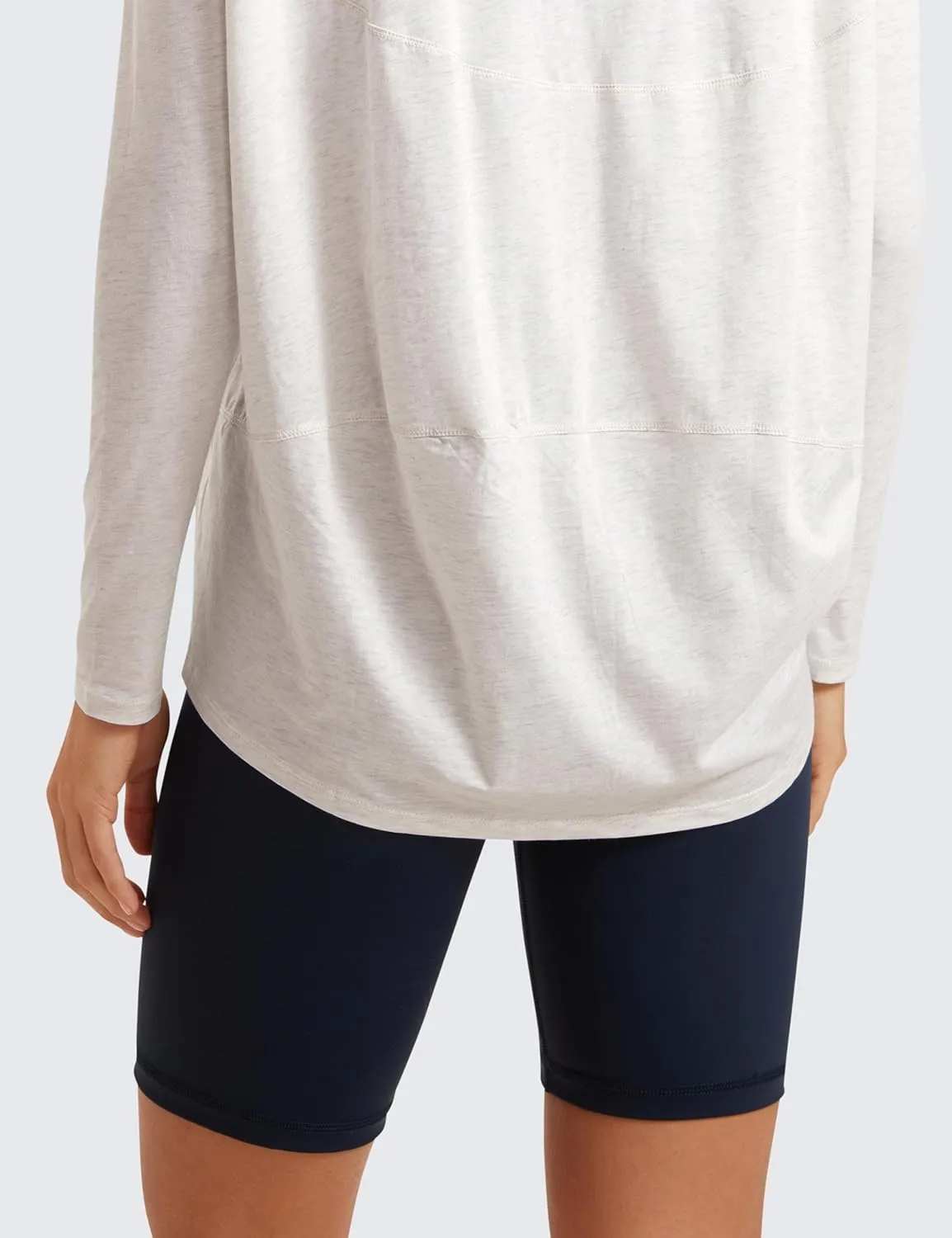 CRZ YOGA Pima Cotton Long Sleeve Workout Shirts for Women Loose Fit Athletic Yoga T-Shirts Casual Boat Neck Fall Tops