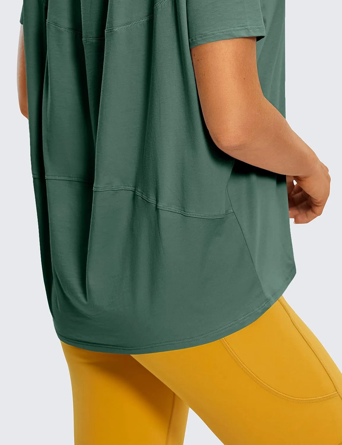CRZ YOGA Women's Pima Cotton Short Sleeve Shirts Boat Neck Loose Fit Gym Workout T-Shirt Athletic Casual Tops