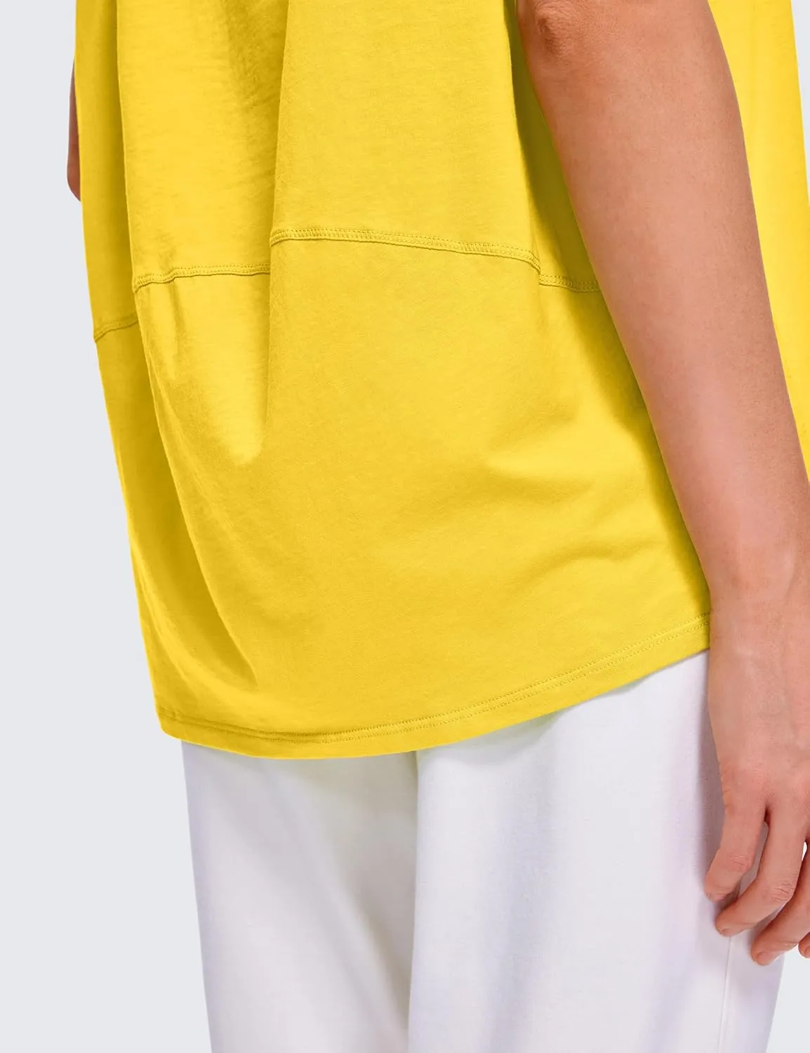 CRZ YOGA Women's Pima Cotton Short Sleeve Shirts Boat Neck Loose Fit Gym Workout T-Shirt Athletic Casual Tops