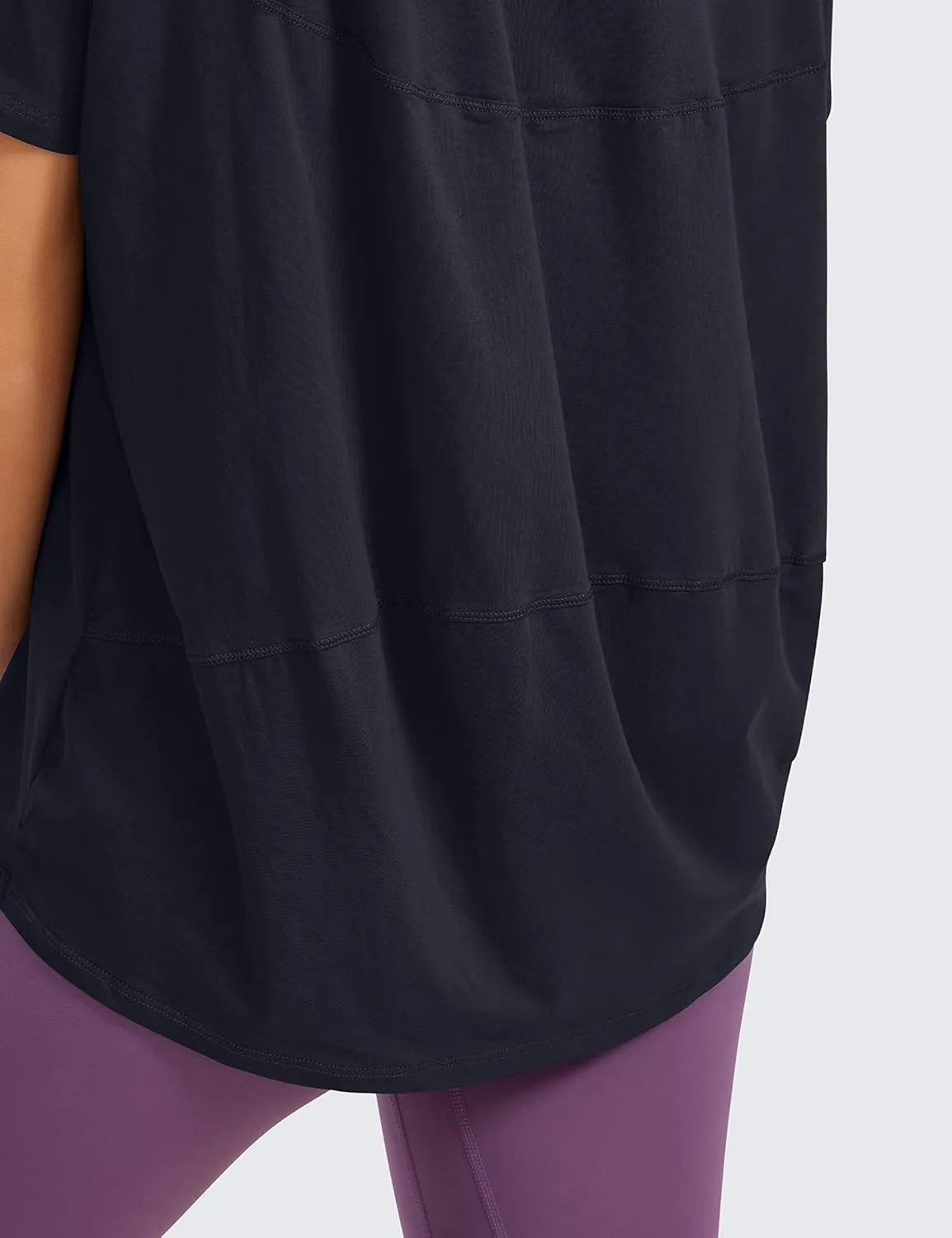 CRZ YOGA Women's Pima Cotton Short Sleeve Shirts Boat Neck Loose Fit Gym Workout T-Shirt Athletic Casual Tops