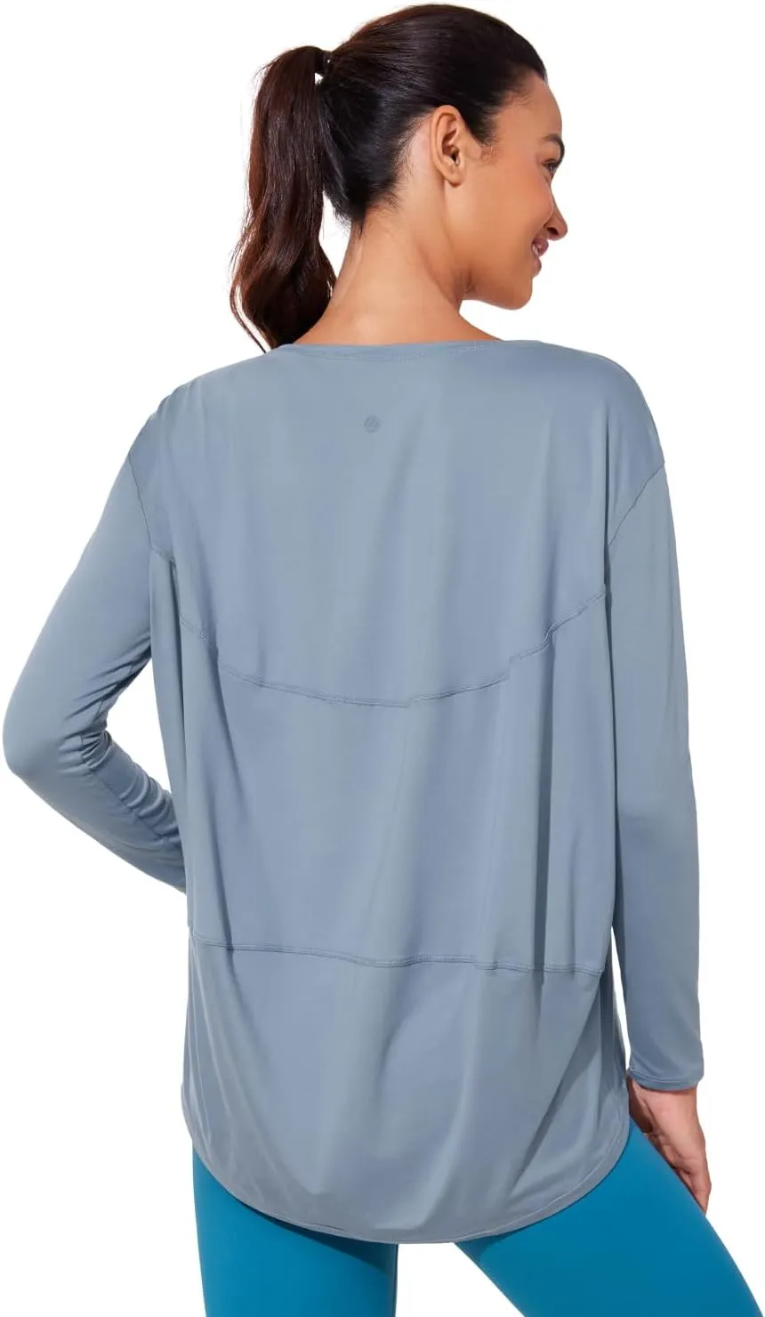 CRZ YOGA Womens UPF 50  Lightweight Long Sleeve Workout Shirts Sun Protection Loose Quick Dry Hiking Tops Outdoor Fishing