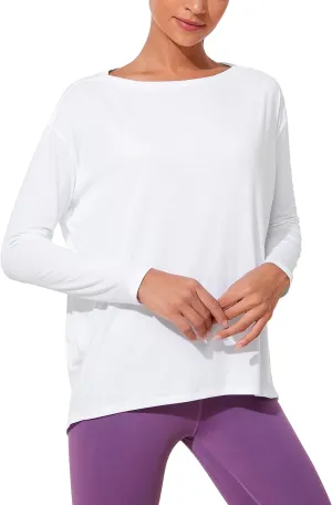 CRZ YOGA Womens UPF 50  Lightweight Long Sleeve Workout Shirts Sun Protection Loose Quick Dry Hiking Tops Outdoor Fishing