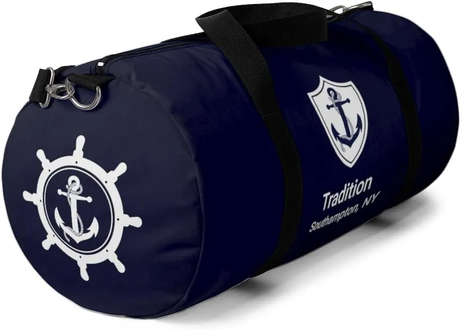 Custom Nautical Duffel Bag, Custom Boat Name Bag, Boat Accessory, Boating Gift, Nautical Yacht Gift, Personalized Anchor New Boat Owner Gift, for Gym, Travel (Dark Navy, Small)