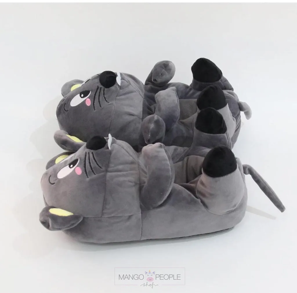 Cute and Comfortable Mouse Plush Slippers