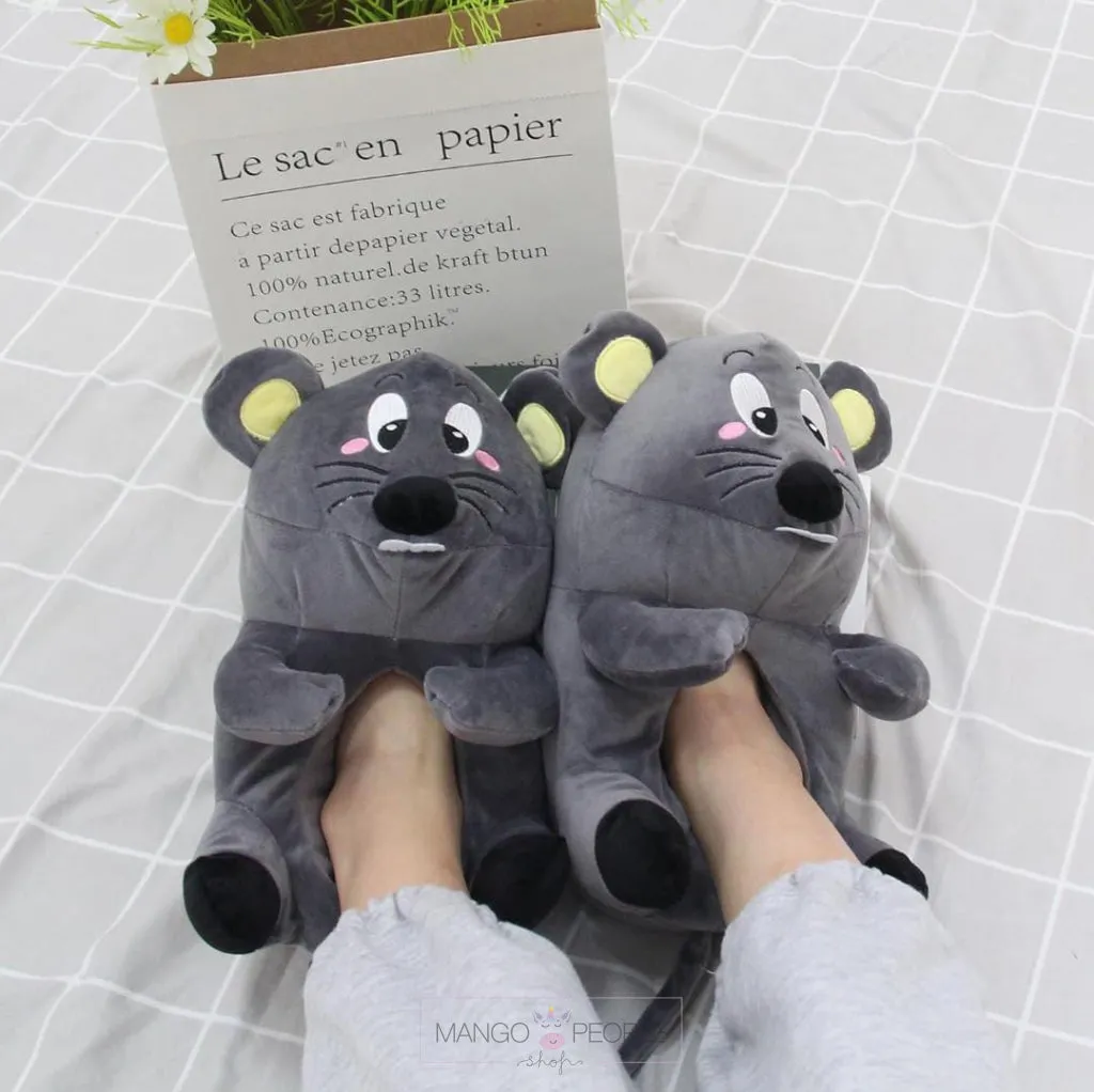 Cute and Comfortable Mouse Plush Slippers