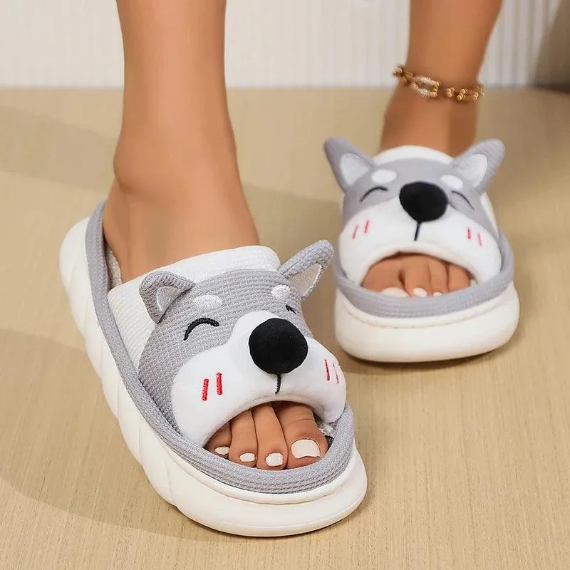 Cute Dog Slides – Breathable Open-Toe Summer Slippers