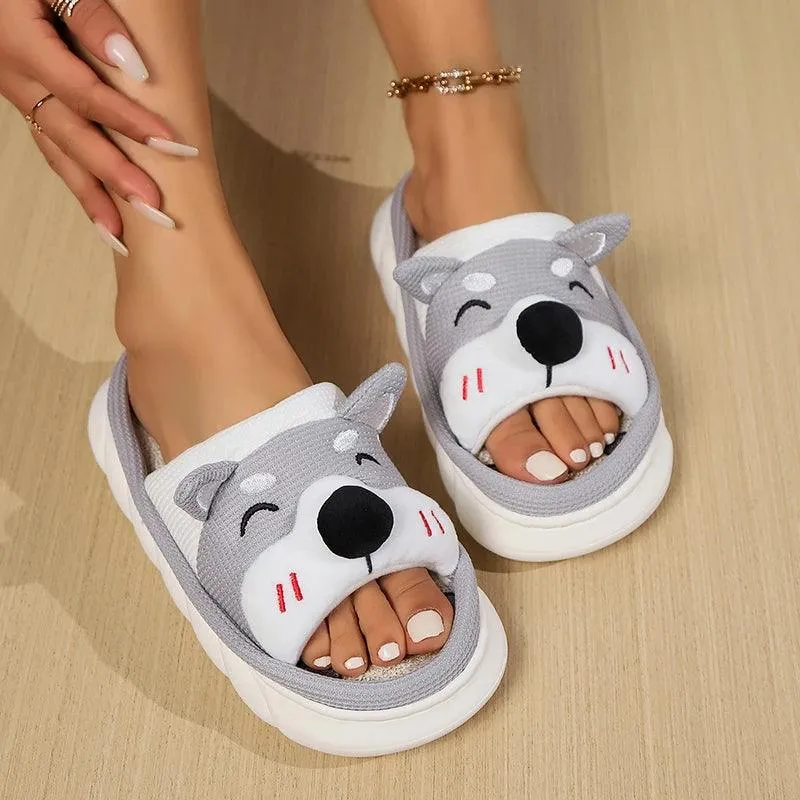 Cute Dog Slides – Breathable Open-Toe Summer Slippers
