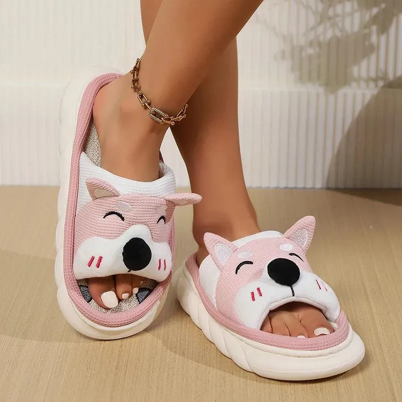 Cute Dog Slides – Breathable Open-Toe Summer Slippers