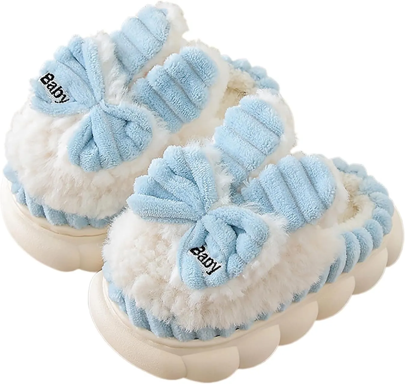 Cute Rabbit Ear Girls Plush House Slippers Bunny Fluffy Slippers, Cute Faux Fur Slip-on Shoes Memory Foam House Slipper Indoor Warm Plush Animal Shoes