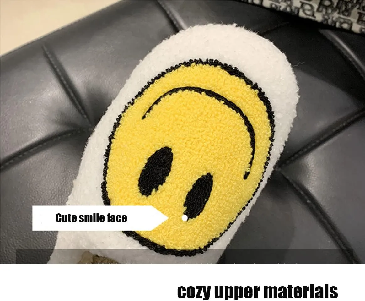 Cute Smile Face Plush Slipper Warm Winter Fleece Home Slip-on Shoes for Family Members