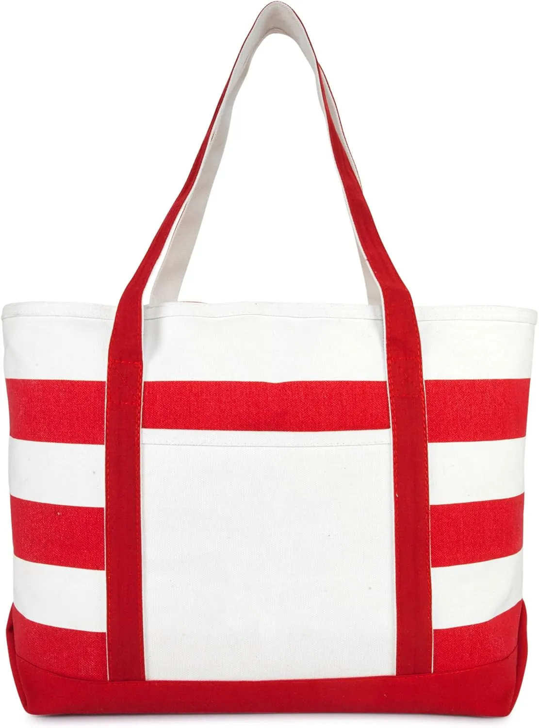 DALIX Striped Boat Bag Premium Cotton Canvas Tote in Red