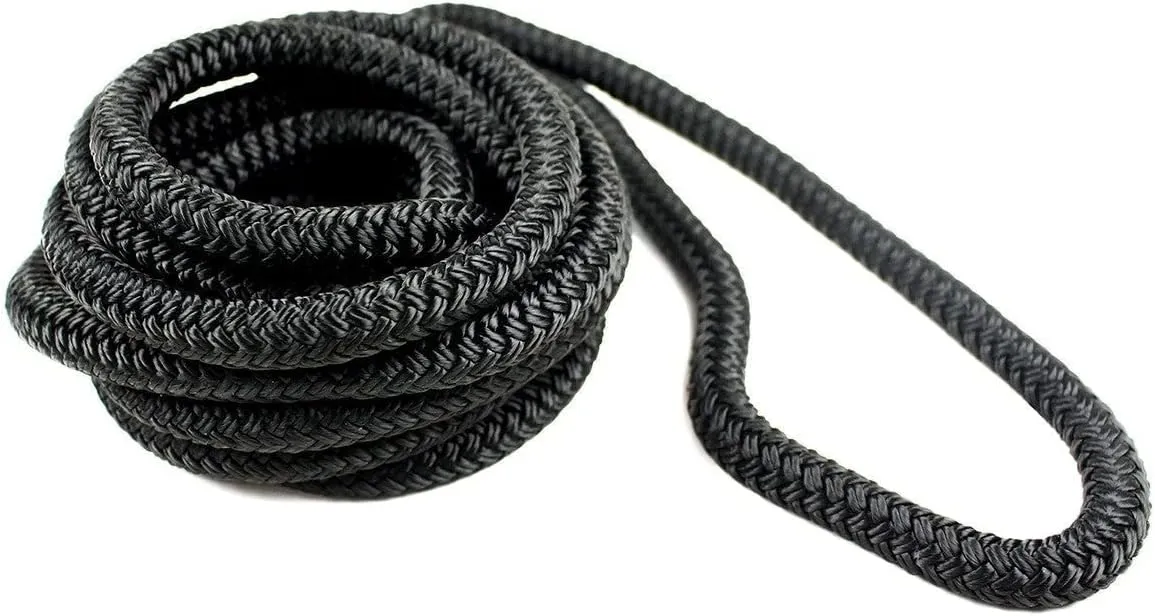 DC Cargo Mall Boat Dock Lines (4 Pack) 3/8 X 15' Double Braided Boat Ropes for Docking with 12" Eyelet. Marine Grade Nylon Material & Damage Resistant Line Fibers for Secure Docking