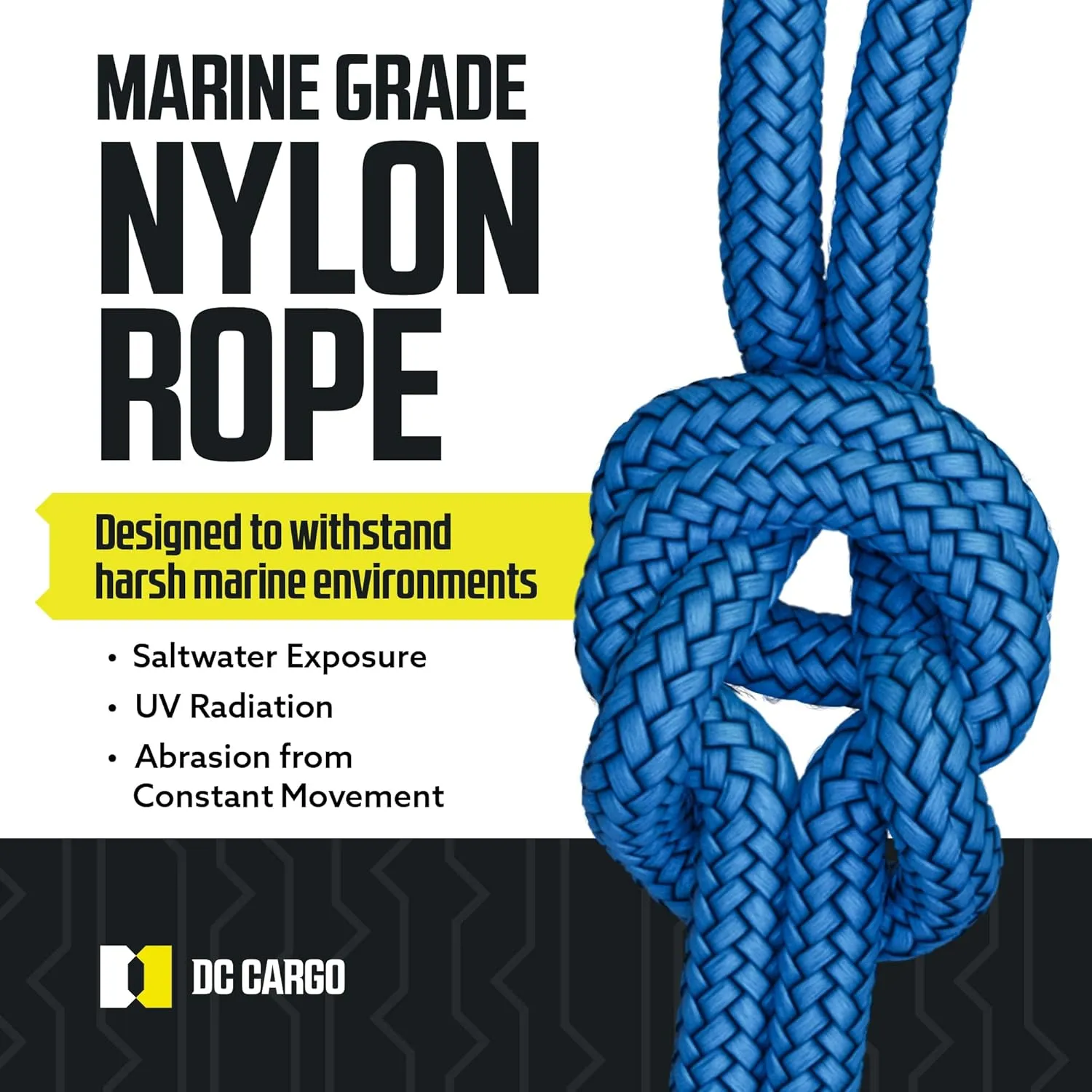 DC Cargo Mall Boat Dock Lines (4 Pack) 3/8 X 15' Double Braided Boat Ropes for Docking with 12" Eyelet. Marine Grade Nylon Material & Damage Resistant Line Fibers for Secure Docking