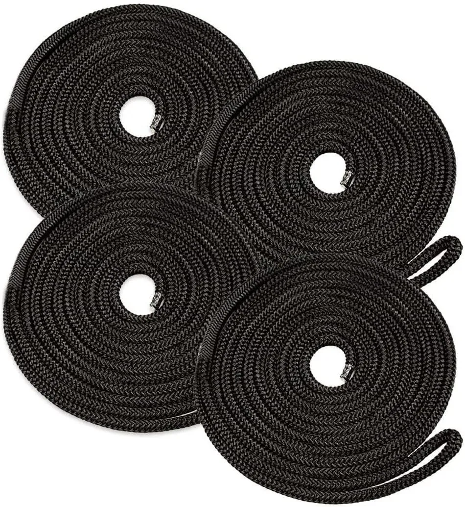DC Cargo Mall Boat Dock Lines (4 Pack) 3/8 X 15' Double Braided Boat Ropes for Docking with 12" Eyelet. Marine Grade Nylon Material & Damage Resistant Line Fibers for Secure Docking