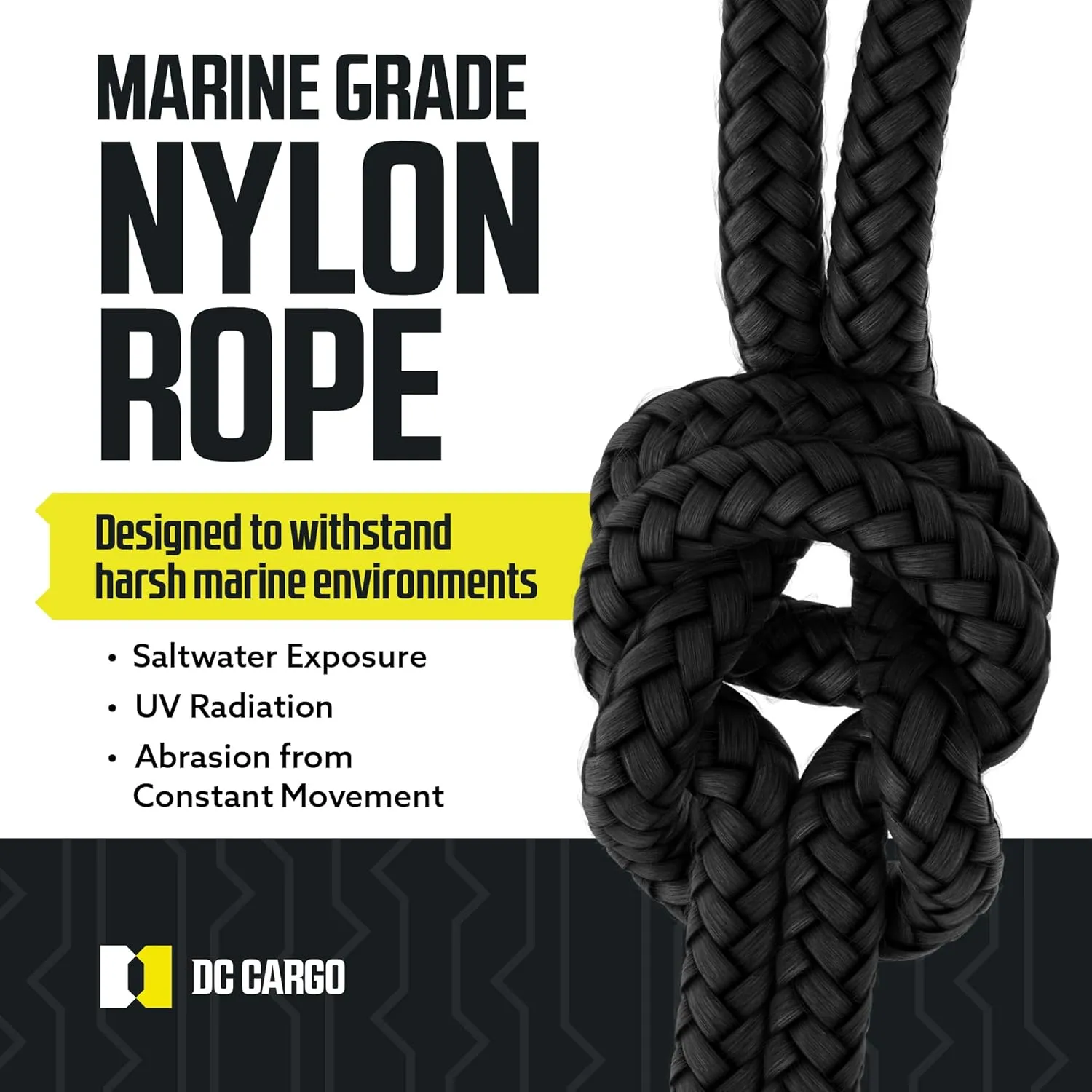 DC Cargo Mall Boat Dock Lines (4 Pack) 3/8 X 15' Double Braided Boat Ropes for Docking with 12" Eyelet. Marine Grade Nylon Material & Damage Resistant Line Fibers for Secure Docking