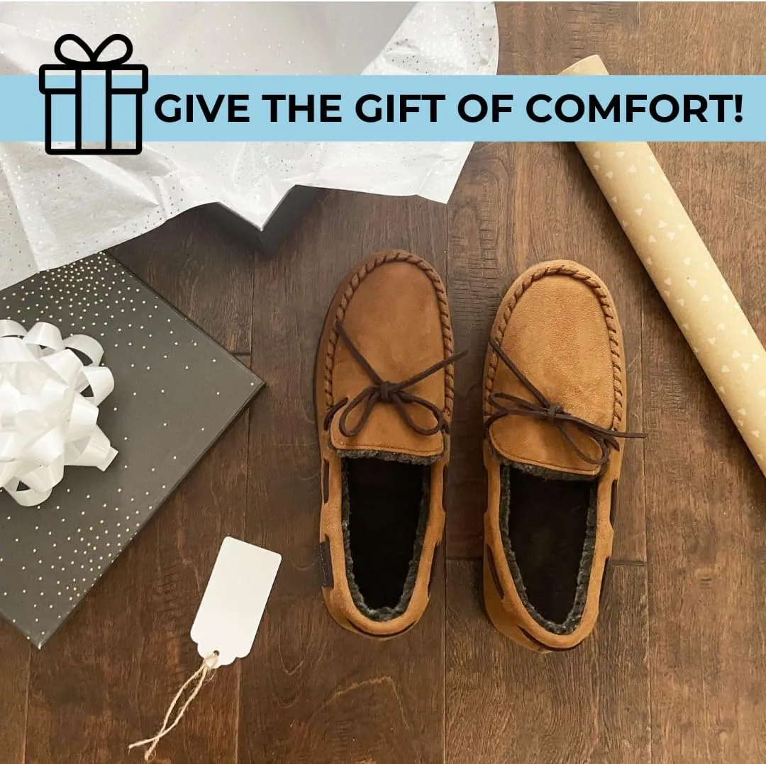 Dearfoams Gifts for Men, Dad, Brother, Husband - Men's Moccasin Slippers - Breathable Memory Foam Toby Men's Slipper