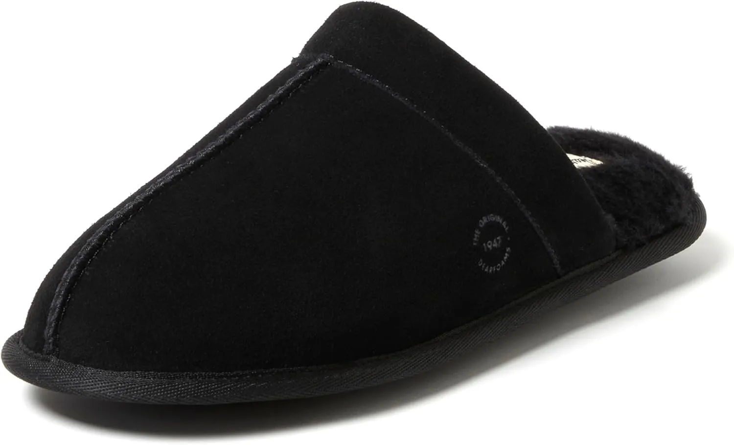 Dearfoams Men's Genuine Suede Indoor Outdoor Comfort Memory Foam Bradford Scuff House Slipper