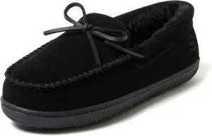 Dearfoams Men's Hudson Genuine Suede Memory Foam Moccasin Slipper with Tie