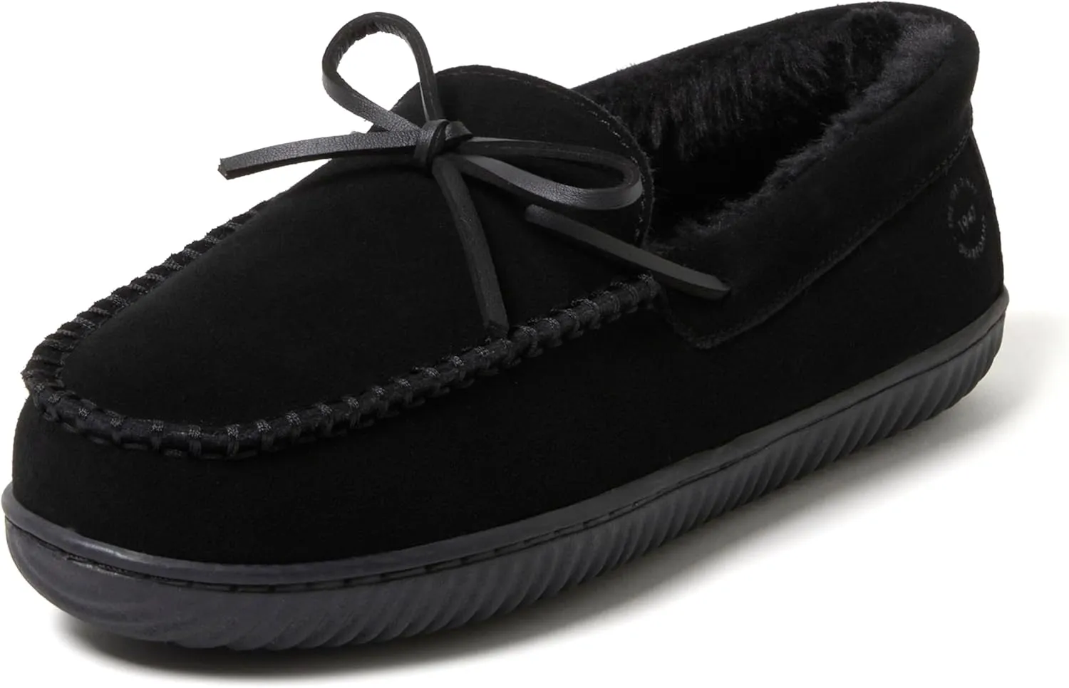 Dearfoams Men's Hudson Genuine Suede Memory Foam Moccasin Slipper with Tie