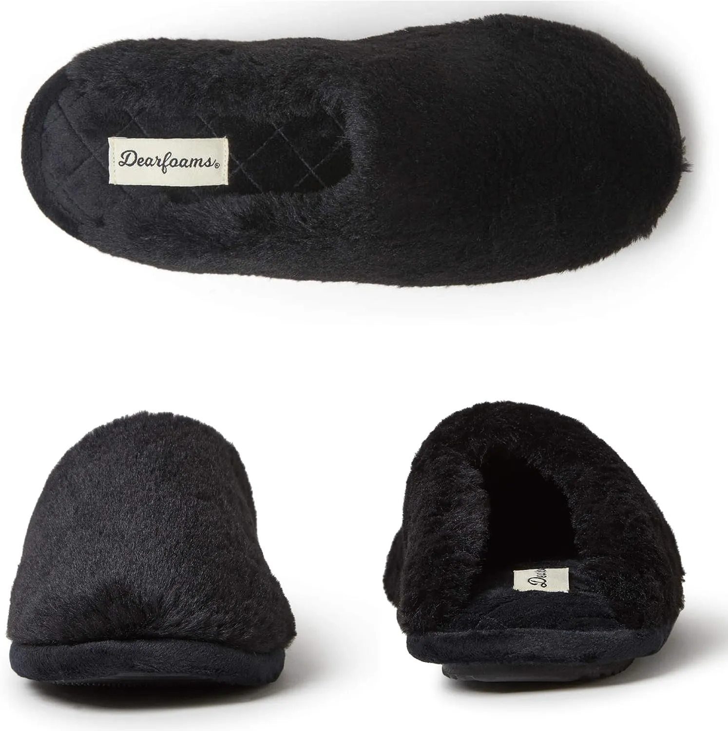 Dearfoams Women's Bailey Plush Furry Scuff Slipper