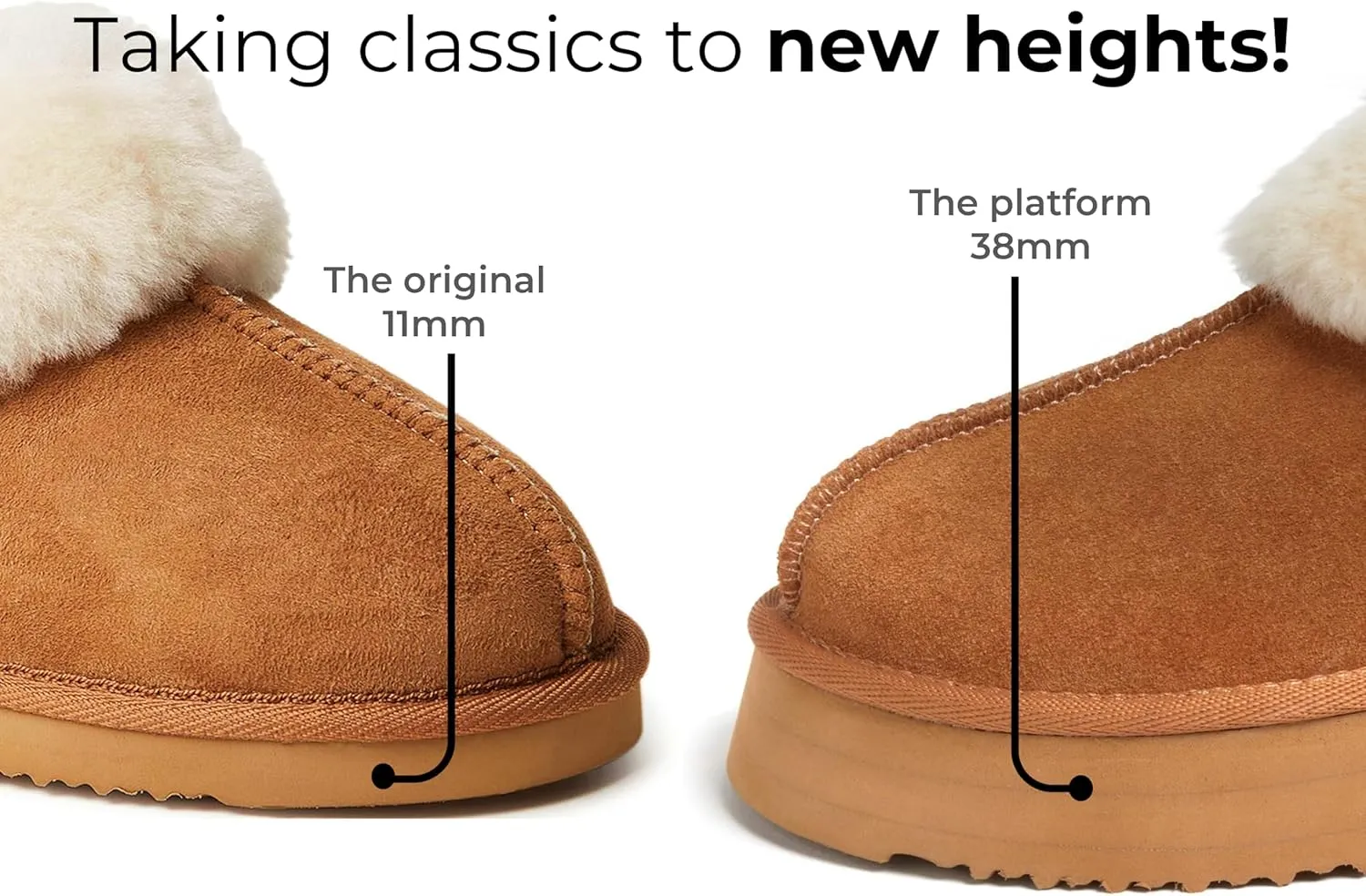 Dearfoams Women's Fireside Melton Genuine Shearling Shearling Platform Slippers Scuff