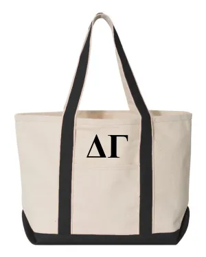 Delta Gamma Black Boat Tote - Medium