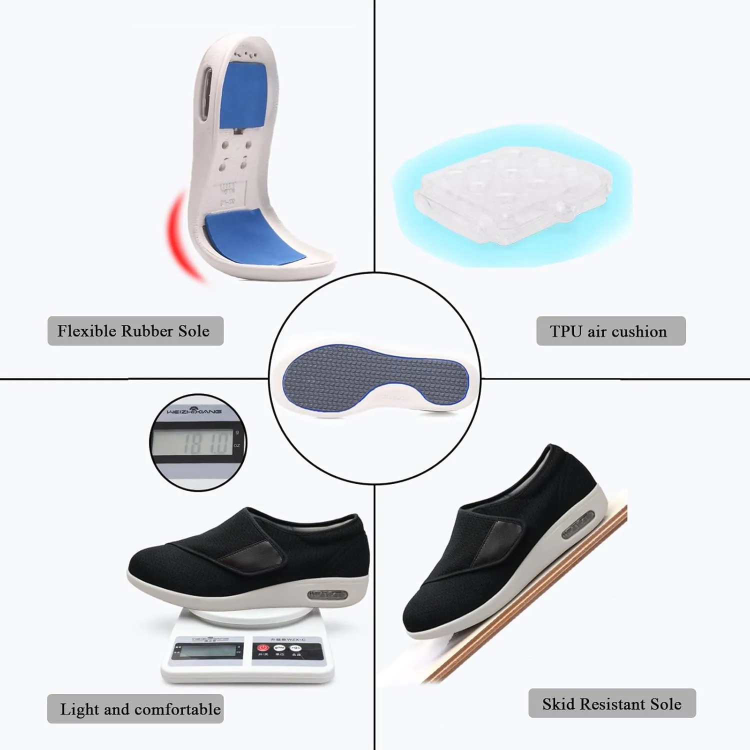 Diabetic Shoes for Women Men Extra Wide Width, Lightweight Adjustable Closure Breathable Walking Shoes Slipper with Non Slip for Elderly Swollen Feet