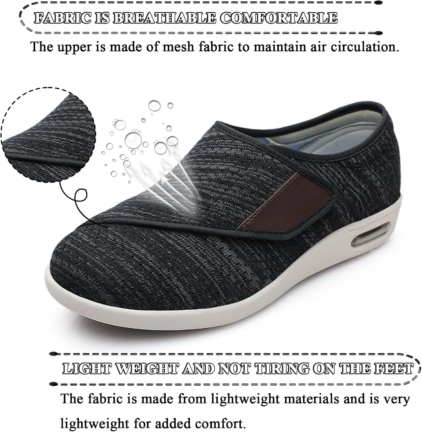 Diabetic Shoes for Women Men Extra Wide Width, Lightweight Adjustable Closure Breathable Walking Shoes Slipper with Non Slip for Elderly Swollen Feet