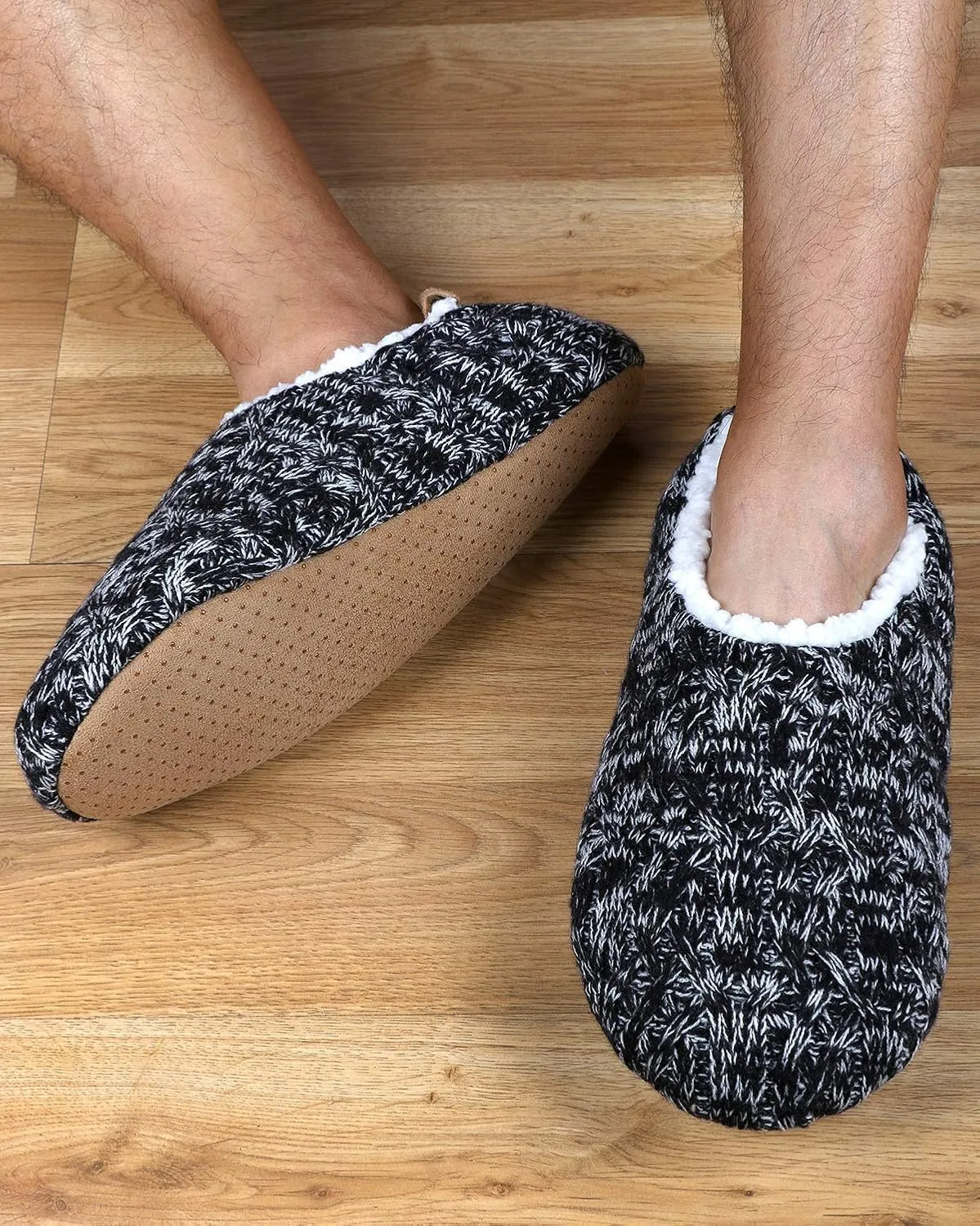 DICUIRD Mens Slipper Socks With Non Skid Bottoms, Warm Slipper Socks With Grippers For Men, Fuzzy House Knit Slippers