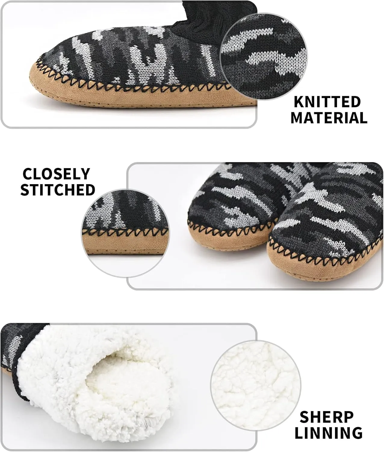 DICUIRD Men's Slippers Socks Autumn Winter Indoor Non-Skid House Slippers