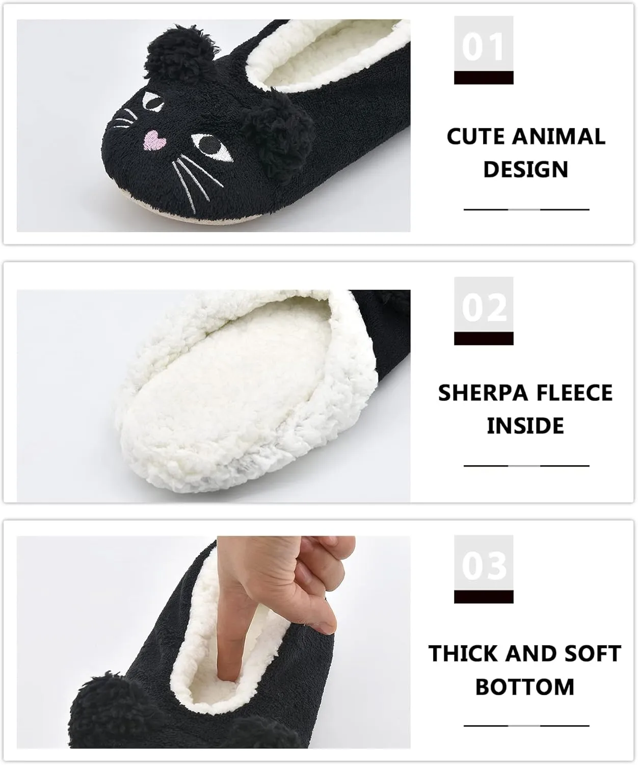 DICUIRD Womens Slipper Socks Low Cut Comfy&Warm Animal Non-skid Bedroom Slippers