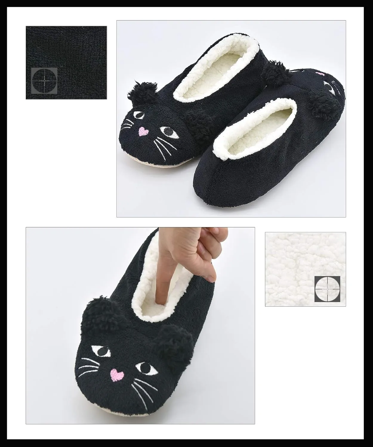 DICUIRD Womens Slipper Socks Low Cut Comfy&Warm Animal Non-skid Bedroom Slippers