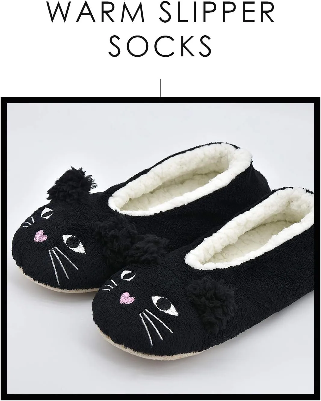DICUIRD Womens Slipper Socks Low Cut Comfy&Warm Animal Non-skid Bedroom Slippers