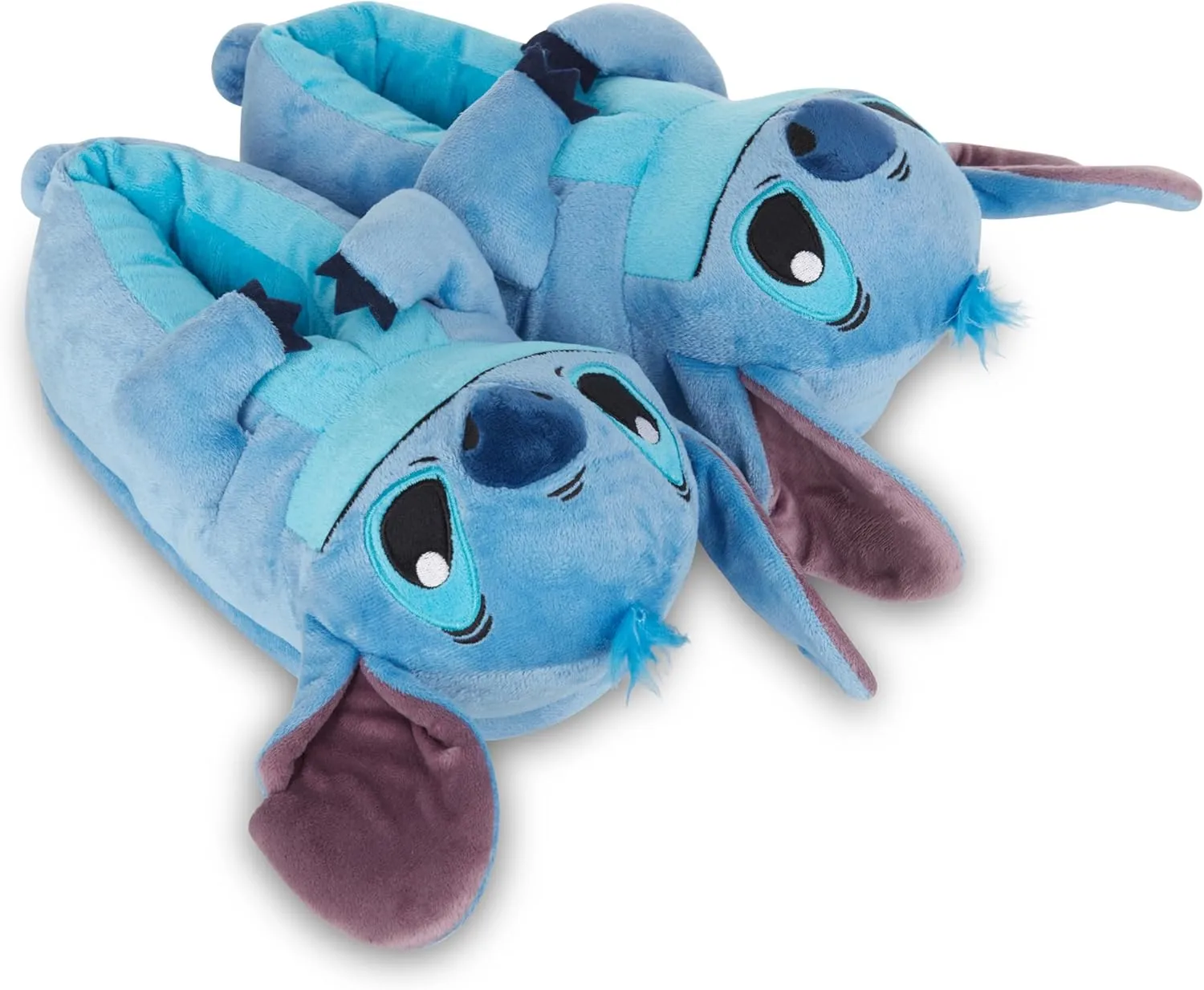Disney Ladies Lilo and Stitch Slippers - Ladies Classic Lilo and Stitch Big Face Plush Slippers Lilo and Stitch 3D Plush Slippers