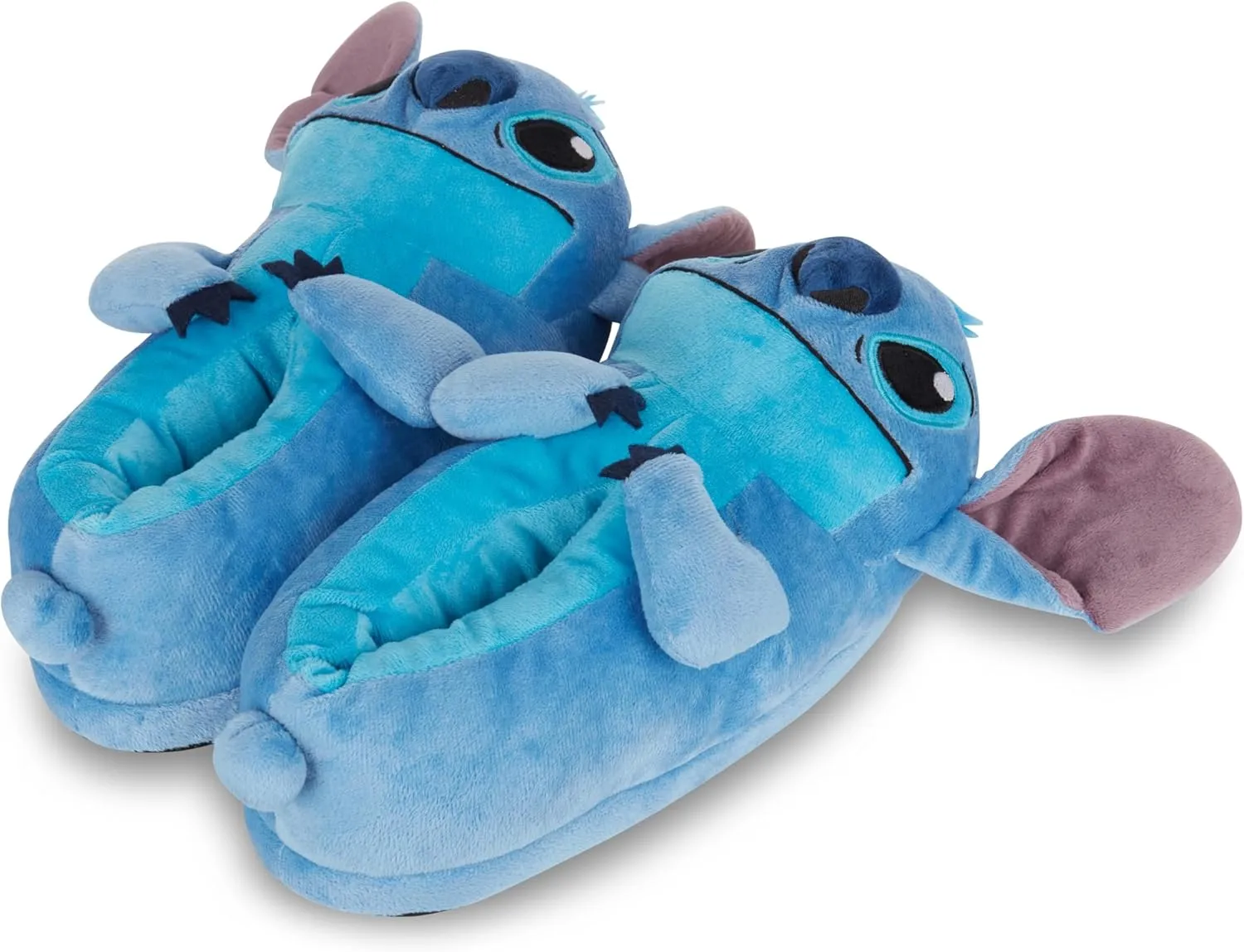 Disney Ladies Lilo and Stitch Slippers - Ladies Classic Lilo and Stitch Big Face Plush Slippers Lilo and Stitch 3D Plush Slippers