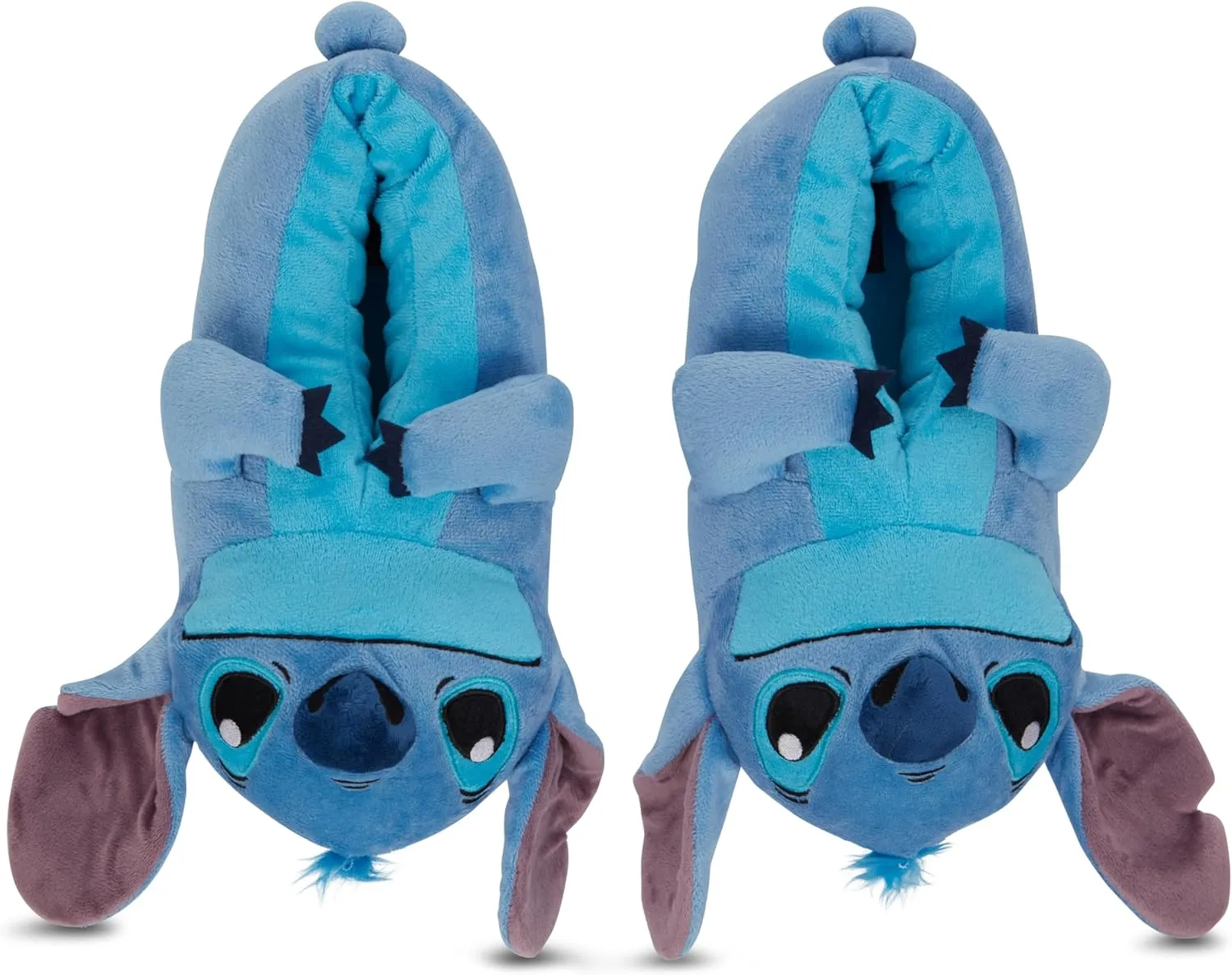 Disney Ladies Lilo and Stitch Slippers - Ladies Classic Lilo and Stitch Big Face Plush Slippers Lilo and Stitch 3D Plush Slippers