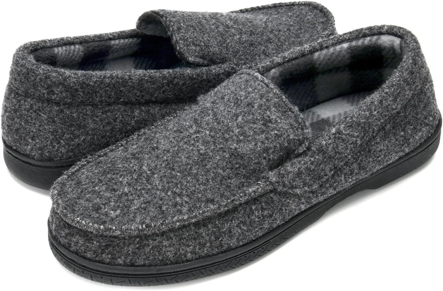 DL Men's Memory Foam Moccasin Slippers Breathable Moccasin Slippers Micro Wool House Shoes Anti-Slip Sole Indoor Outdoor