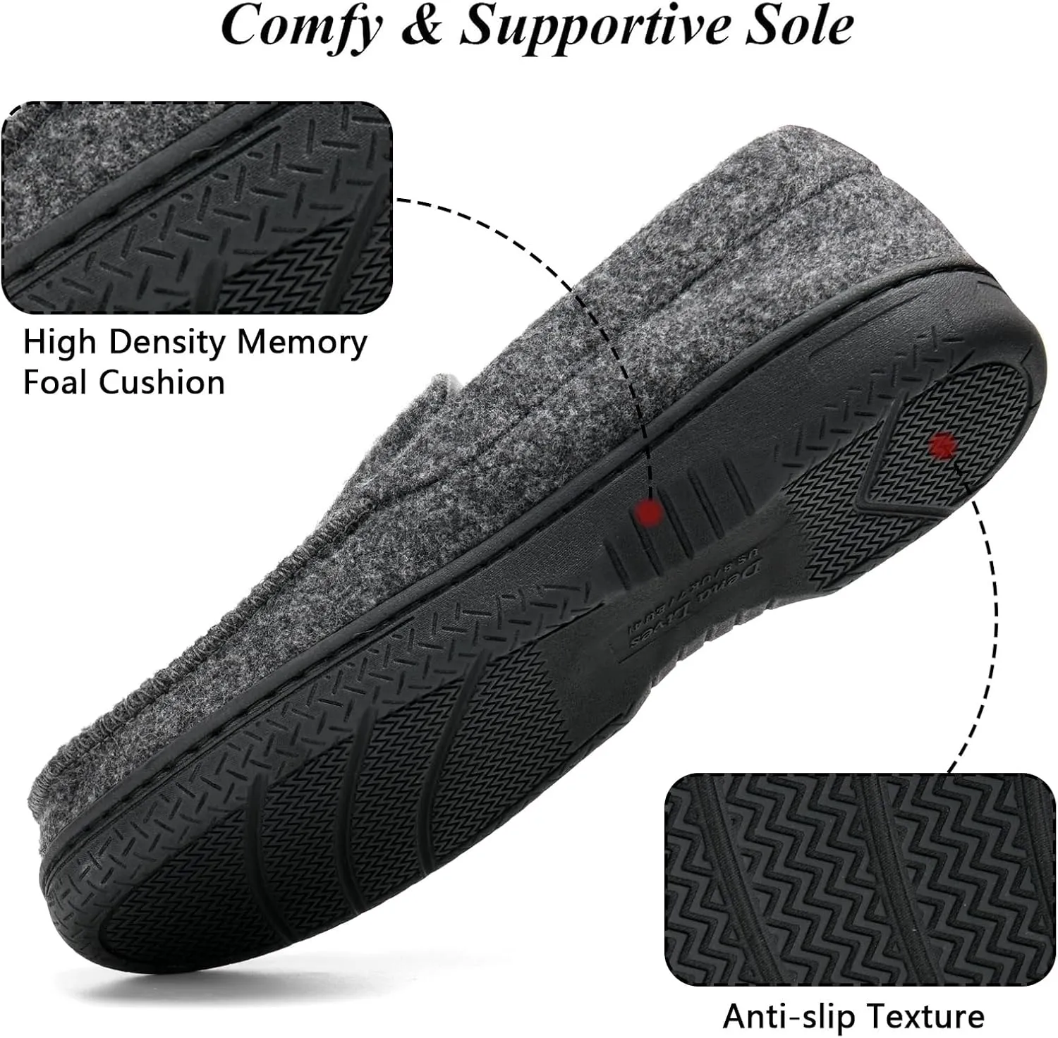 DL Men's Memory Foam Moccasin Slippers Breathable Moccasin Slippers Micro Wool House Shoes Anti-Slip Sole Indoor Outdoor