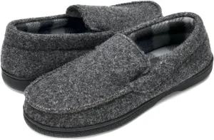 DL Men's Memory Foam Moccasin Slippers Breathable Moccasin Slippers Micro Wool House Shoes Anti-Slip Sole Indoor Outdoor